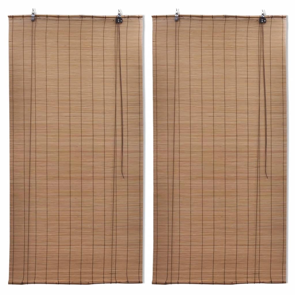 Bamboo Roller Blinds 2 pcs 100 x 160 cm Brown